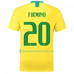 Günstige Fußballtrikots Brasilien Firmino 20 WM 2018 Heimtrikotsatz kaufen